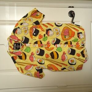 Hot Topic Sushi & Ramen Print Button Down Shirt